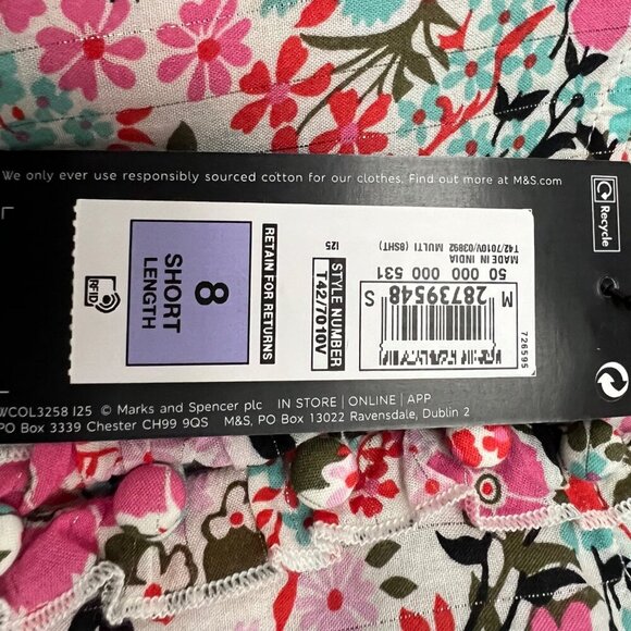 M&S Collection Floral Long  Maxi Long Sleeve Cottage Prairie Dress Size 8‎ - Picture 10 of 11